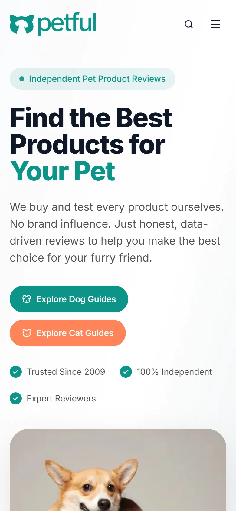 Petful homepage on a phone