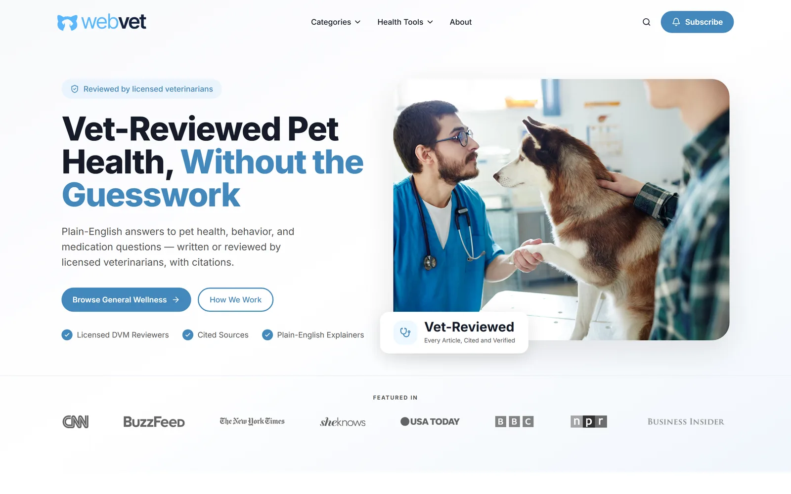 WebVet homepage